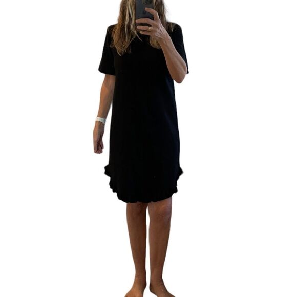 See By Chloe Black Frill Edge Short Sleeves Knit Mini Dress.Size M - Picture 4 of 15